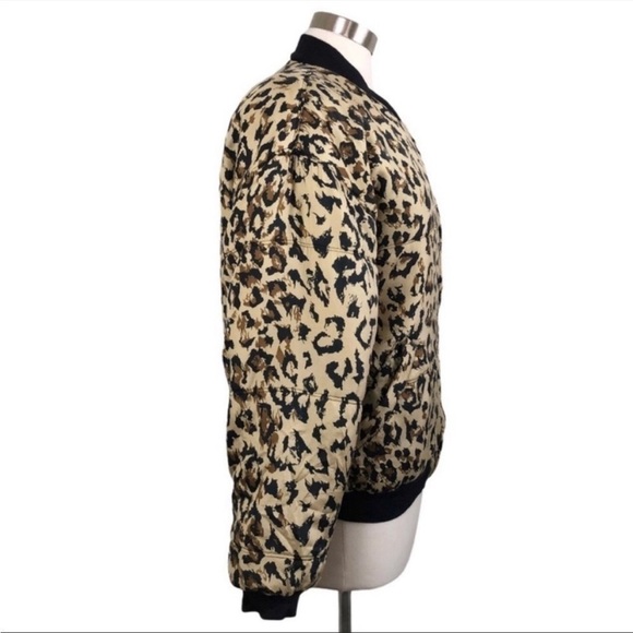 CLIO Vintage 100% Silk Leopard Bomber Puffer Jacket size S - Picture 3 of 9